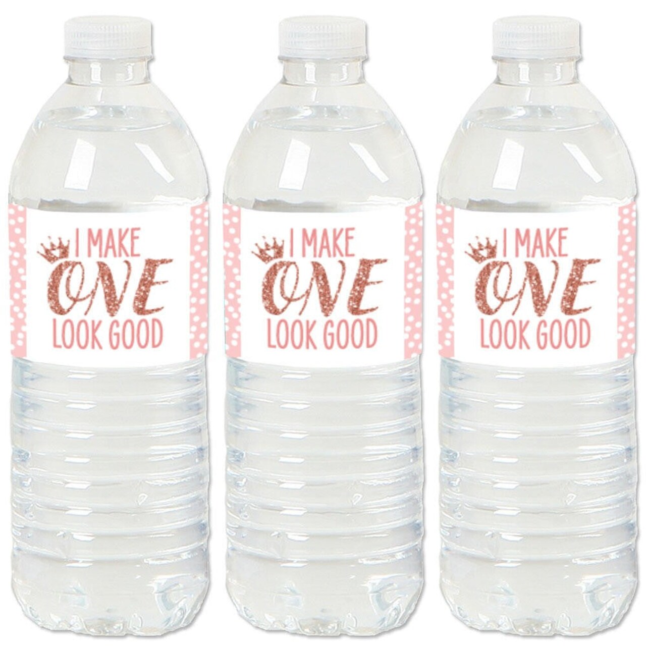 Big Dot of Happiness 1st Birthday Little Miss Onederful - Girl First Birthday Party Water Bottle Sticker Labels - Set of 20